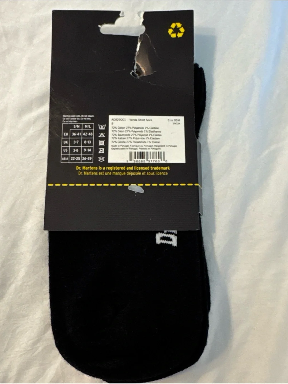 Dr. Martens Vonda Short Socks Women's S/M Black Floral AC929001 Cotton Blend NEW